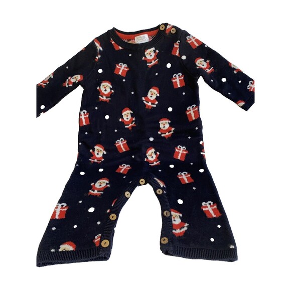 NWT Mud Pie Sweater Knit Romper Santa 6-9 Mos - Picture 2 of 5